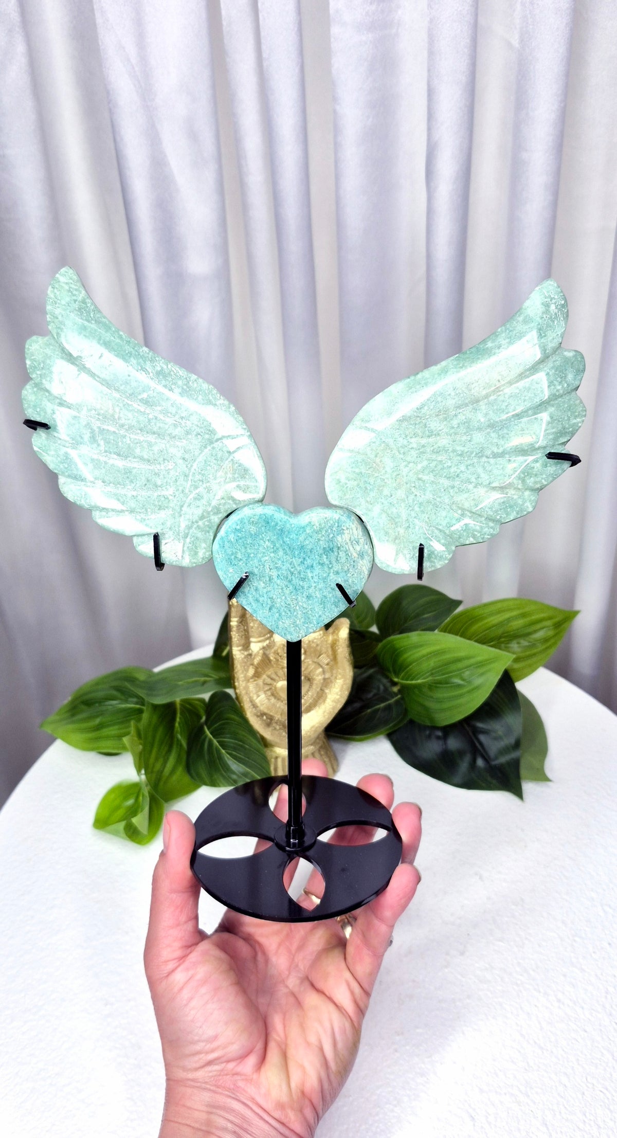 Amazonite Statement Angel Wings on Stand
