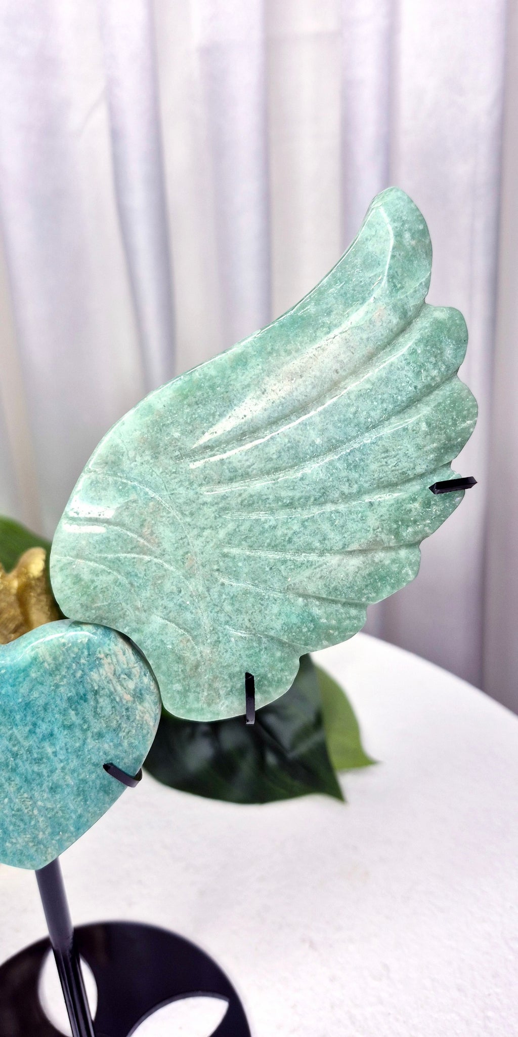 Amazonite Statement Angel Wings on Stand