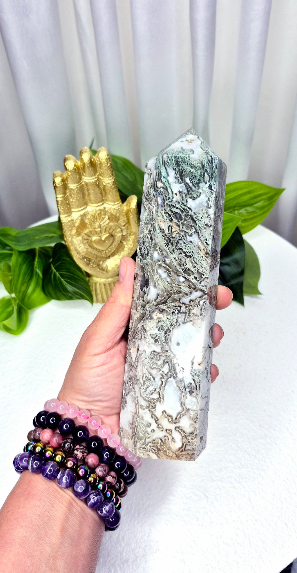 Moss Agate Statement Tower
