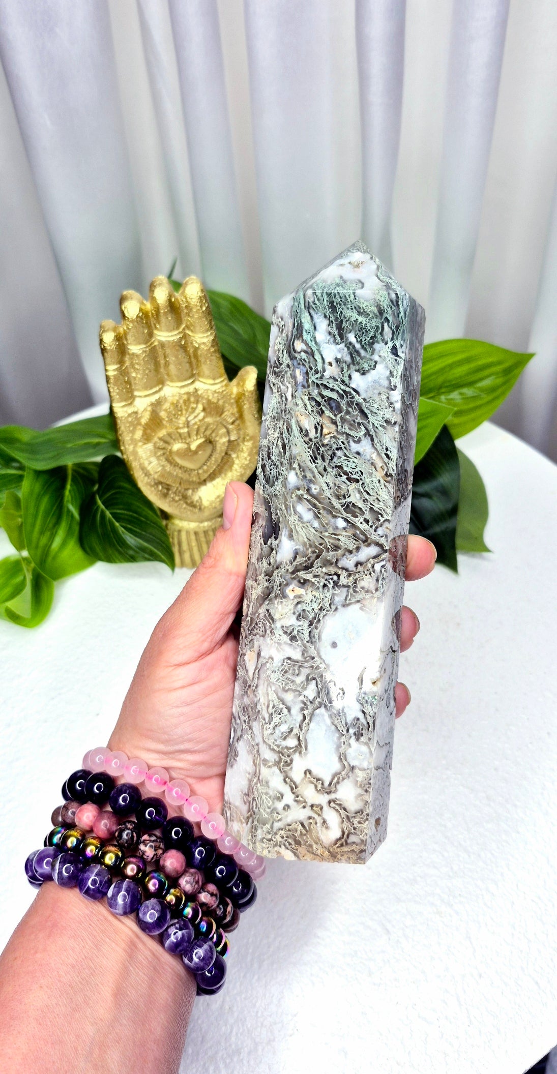 Moss Agate Statement Tower