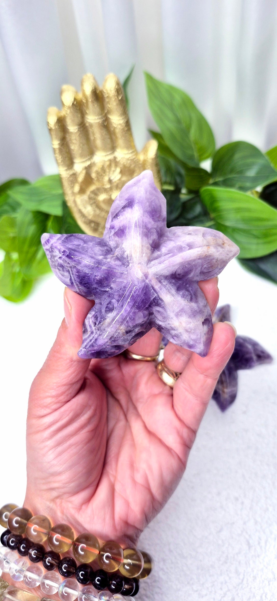 Dream Amethyst Star Fish Carving