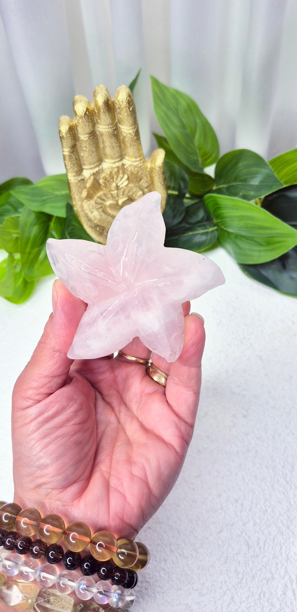 Rose Quartz Star Fish Carving