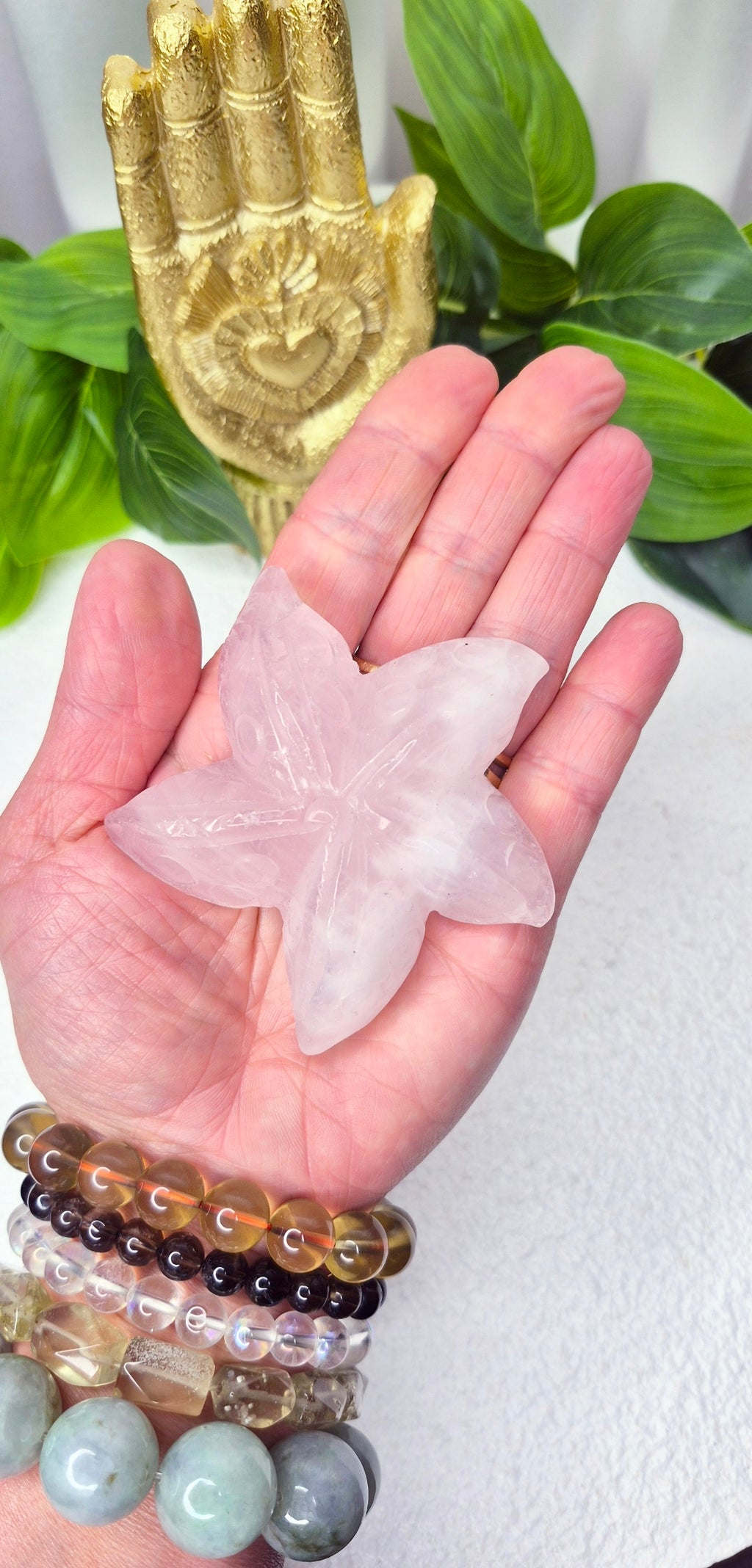 Rose Quartz Star Fish Carving