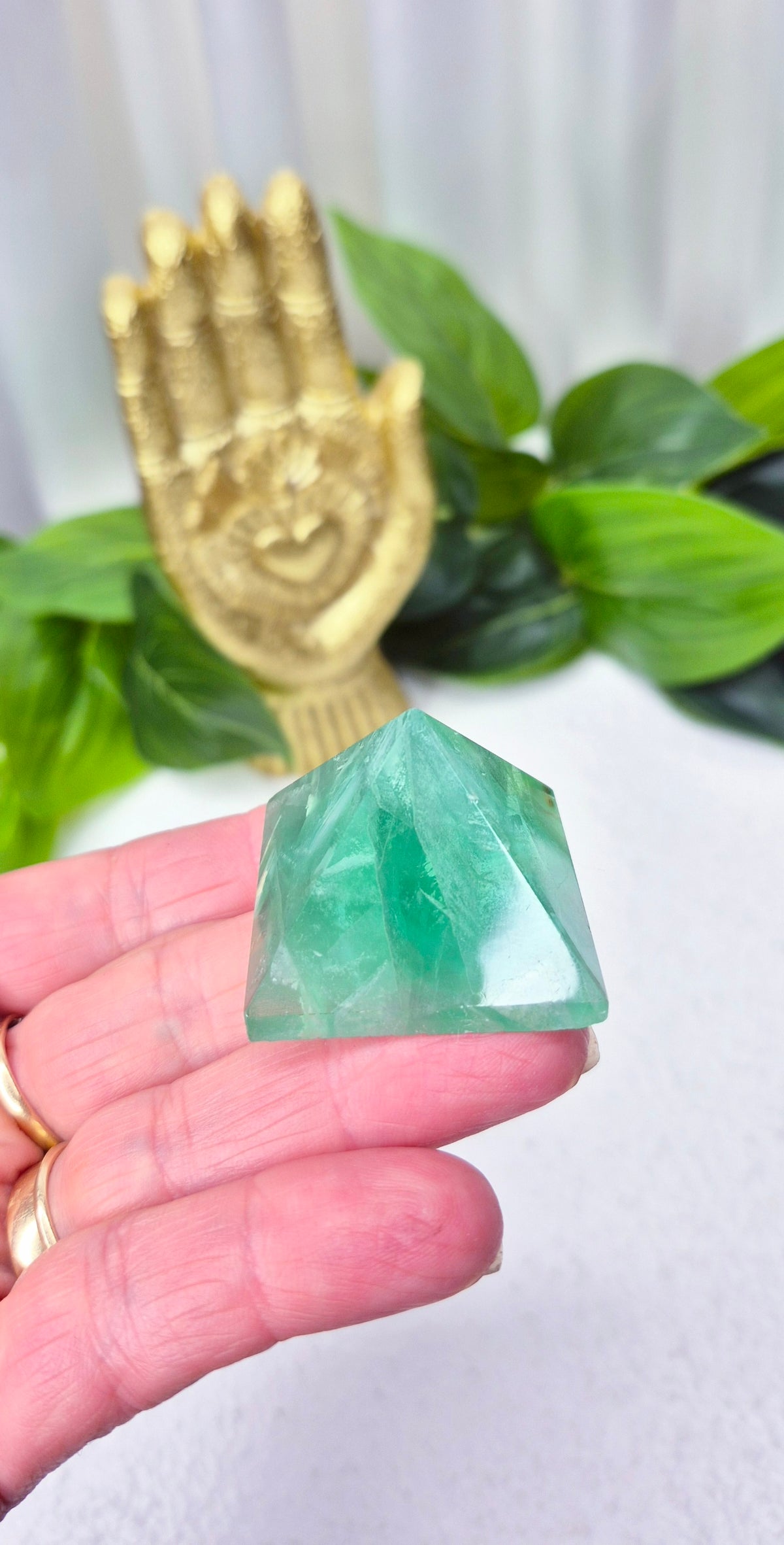Green Fluorite Mini Pyramid Carving