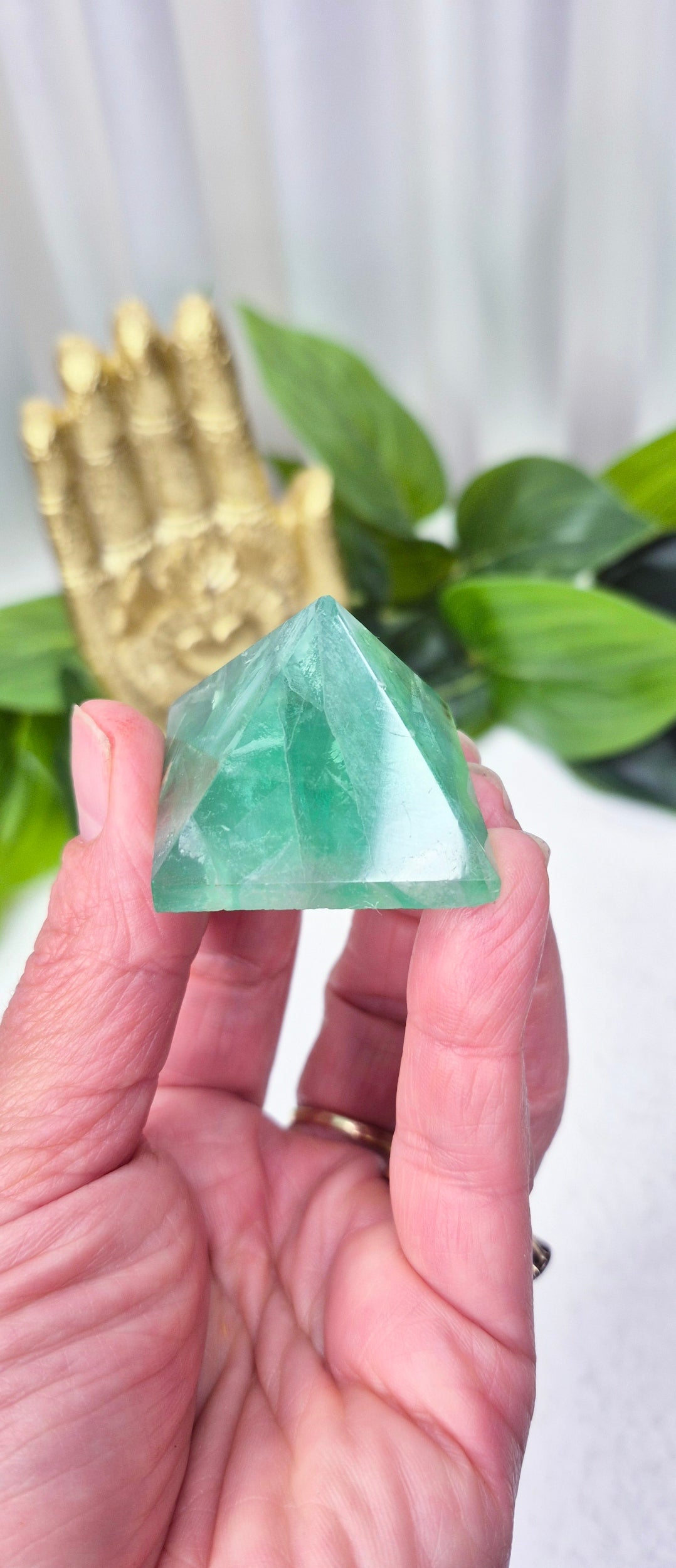 Green Fluorite Mini Pyramid Carving