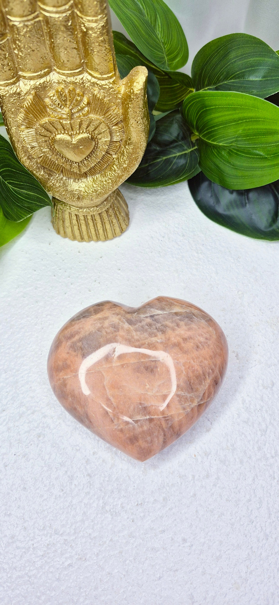 Peach Moonstone Heart Carving (Large)