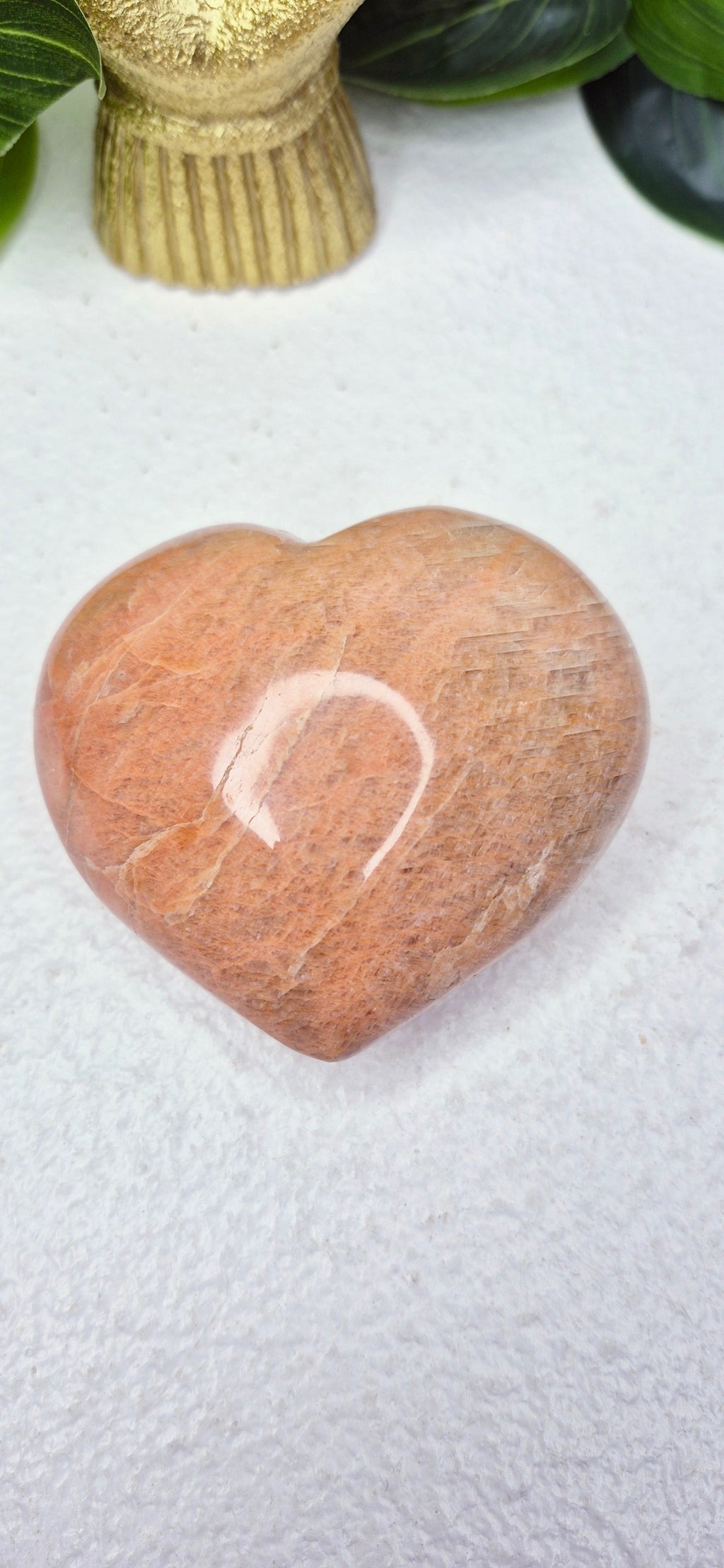 Peach Moonstone Heart Carving (medium)