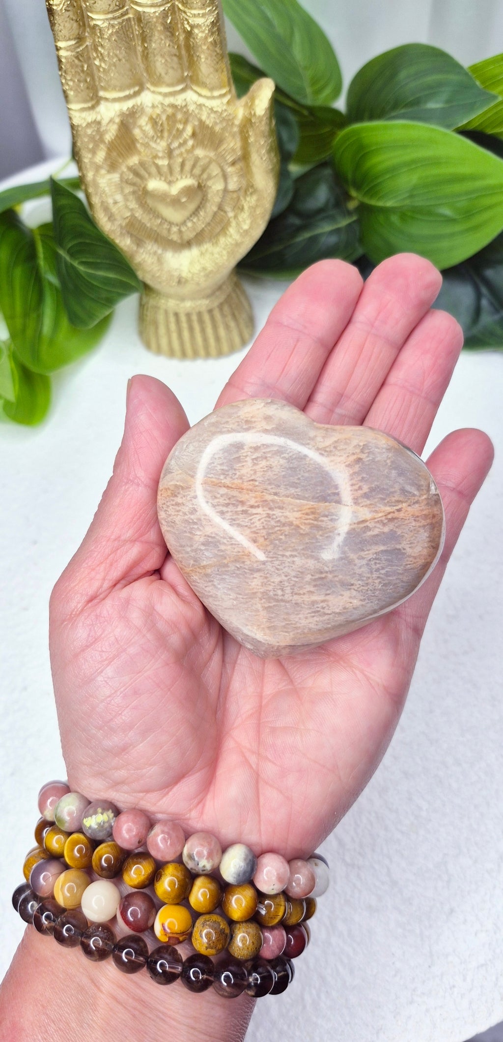 Peach Moonstone Heart Carving (Small)