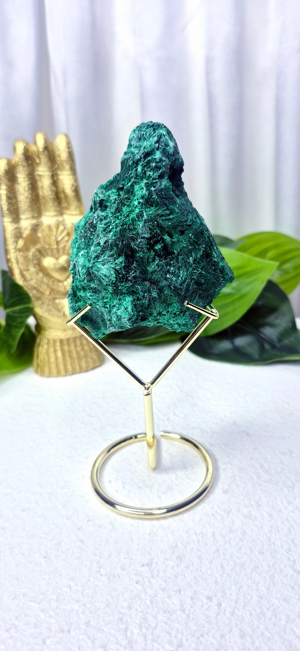 Statement Silky Malachite Specimen on Stand