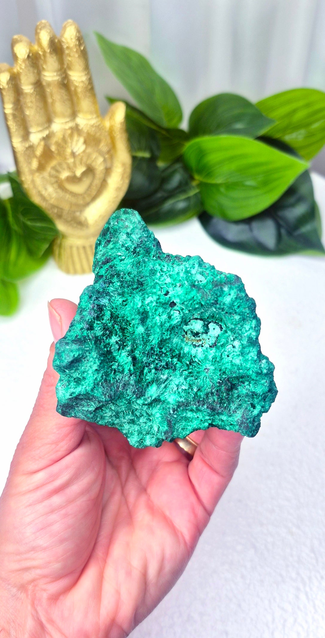 Statement Silky Malachite Specimen on Stand