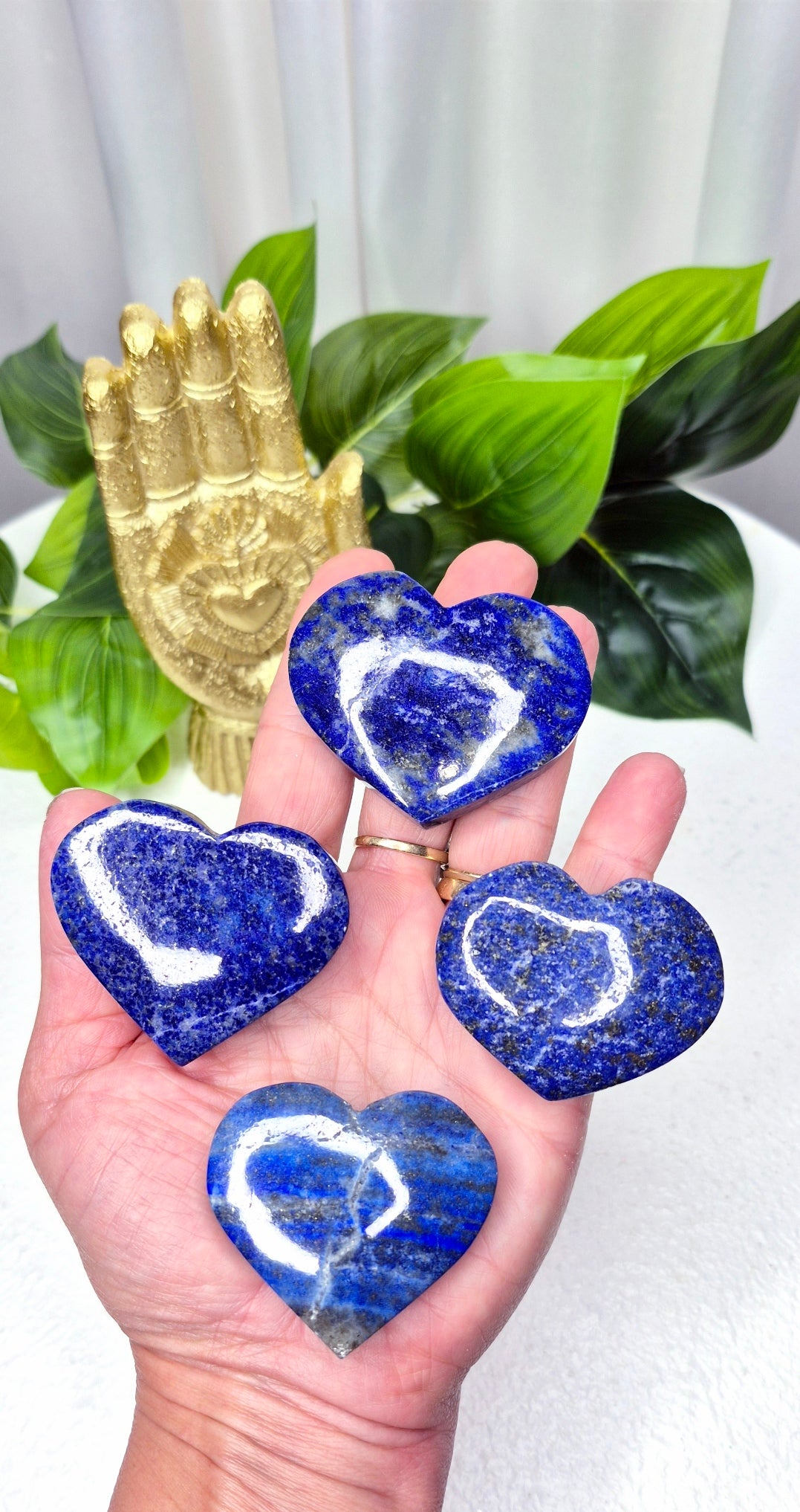 Lapis Lazuli Heart Carvings