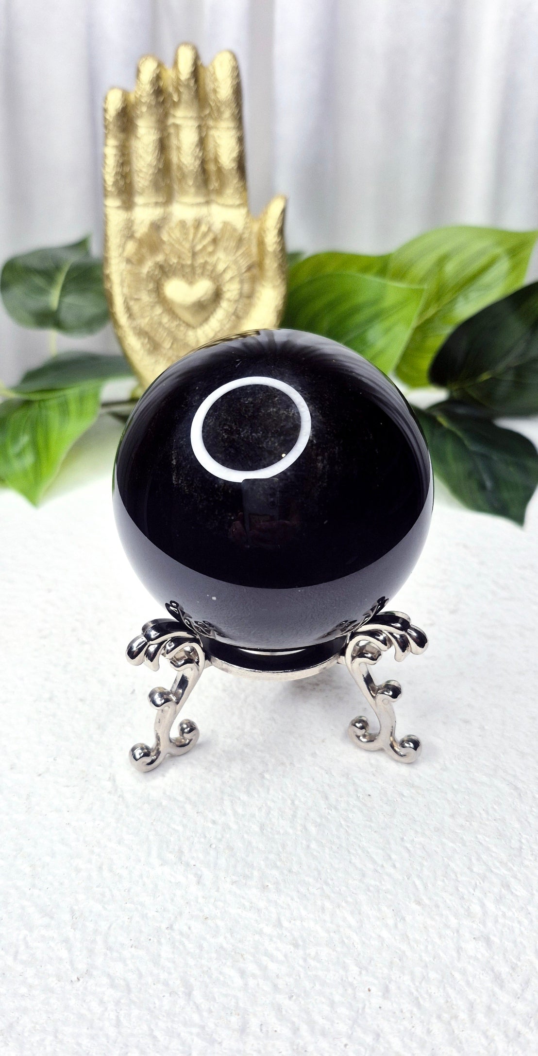 High Grade Gold Sheen Obsidian Sphere on Stand