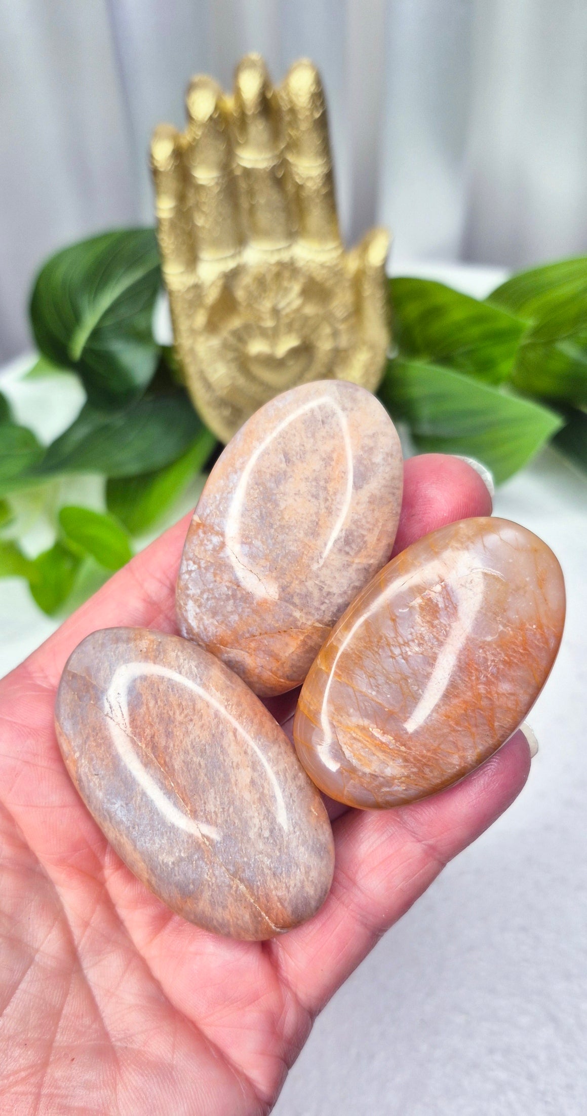 Peach Moonstone Flat Palm stone