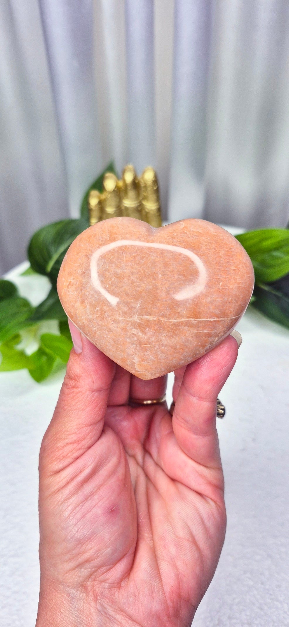 Peach Moonstone Heart Carving #D