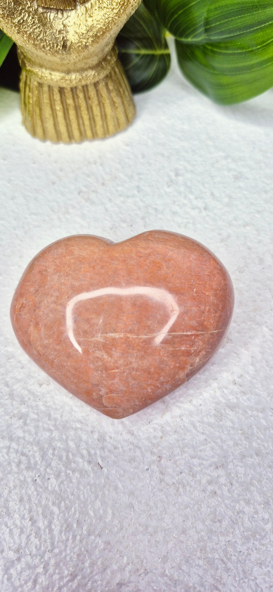 Peach Moonstone Heart Carving #D