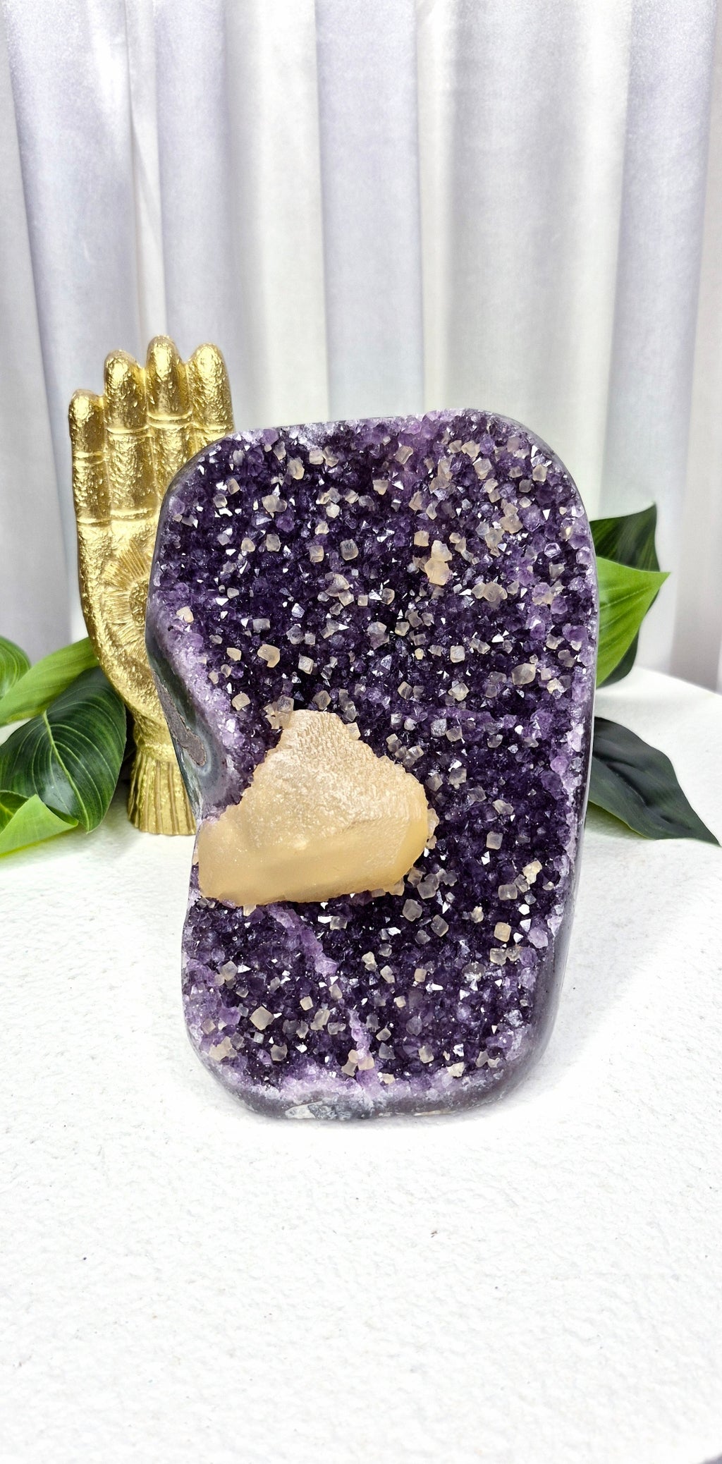 Statement A-grade Amethyst x Yellow Calcite Geode