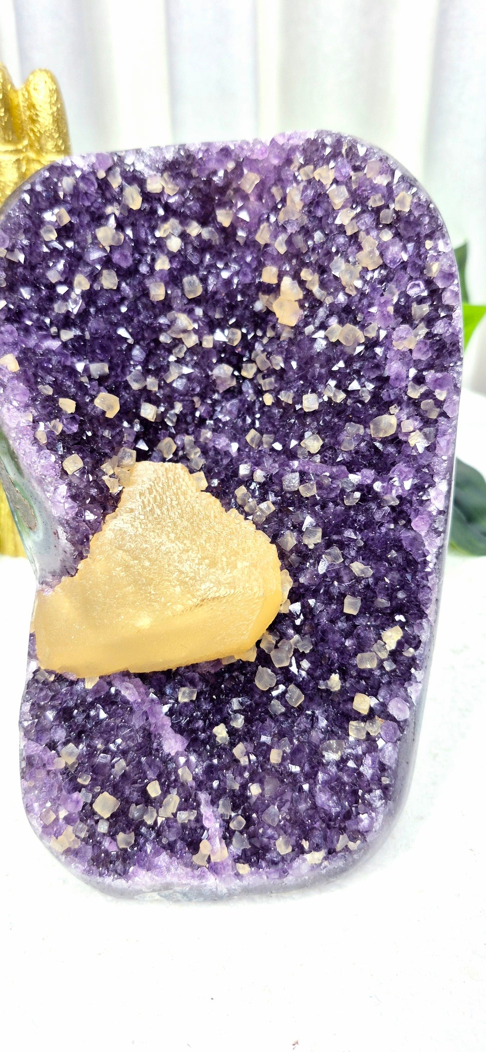 Statement A-grade Amethyst x Yellow Calcite Geode