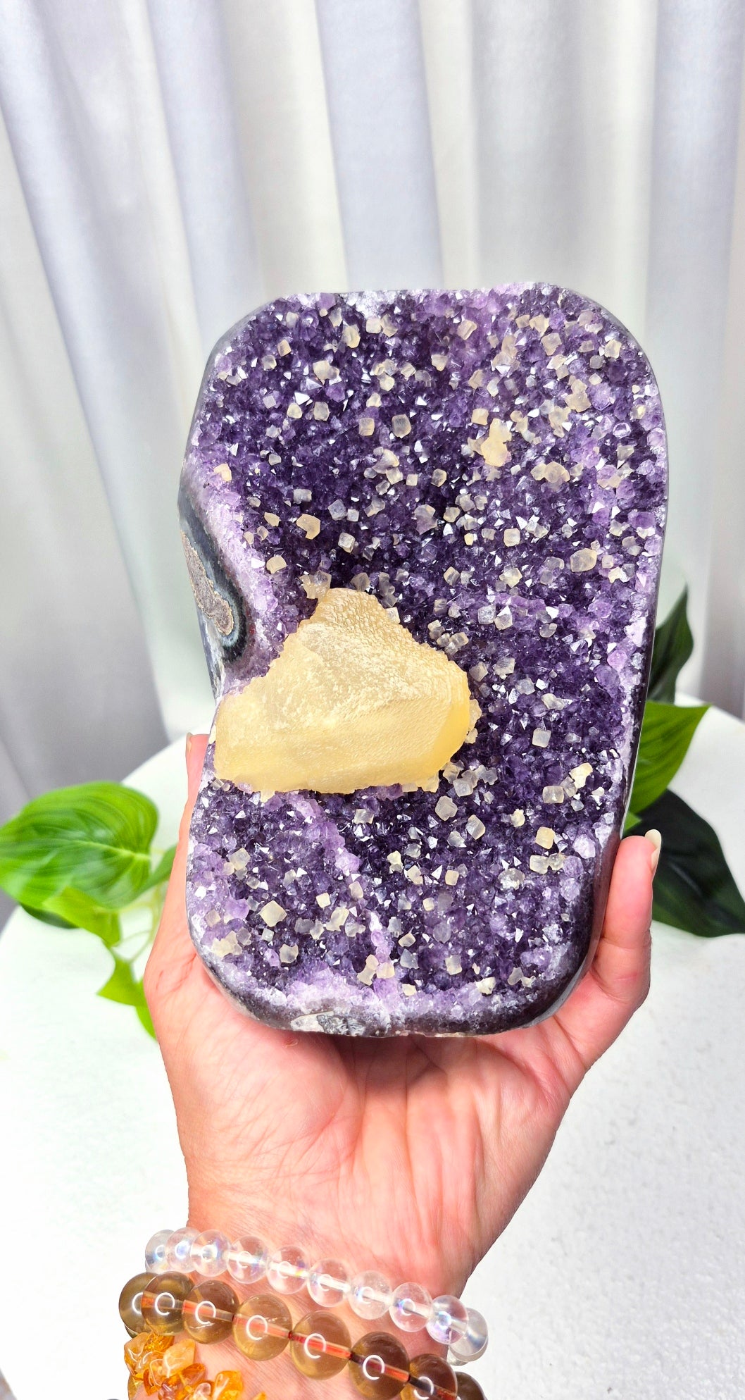 Statement A-grade Amethyst x Yellow Calcite Geode