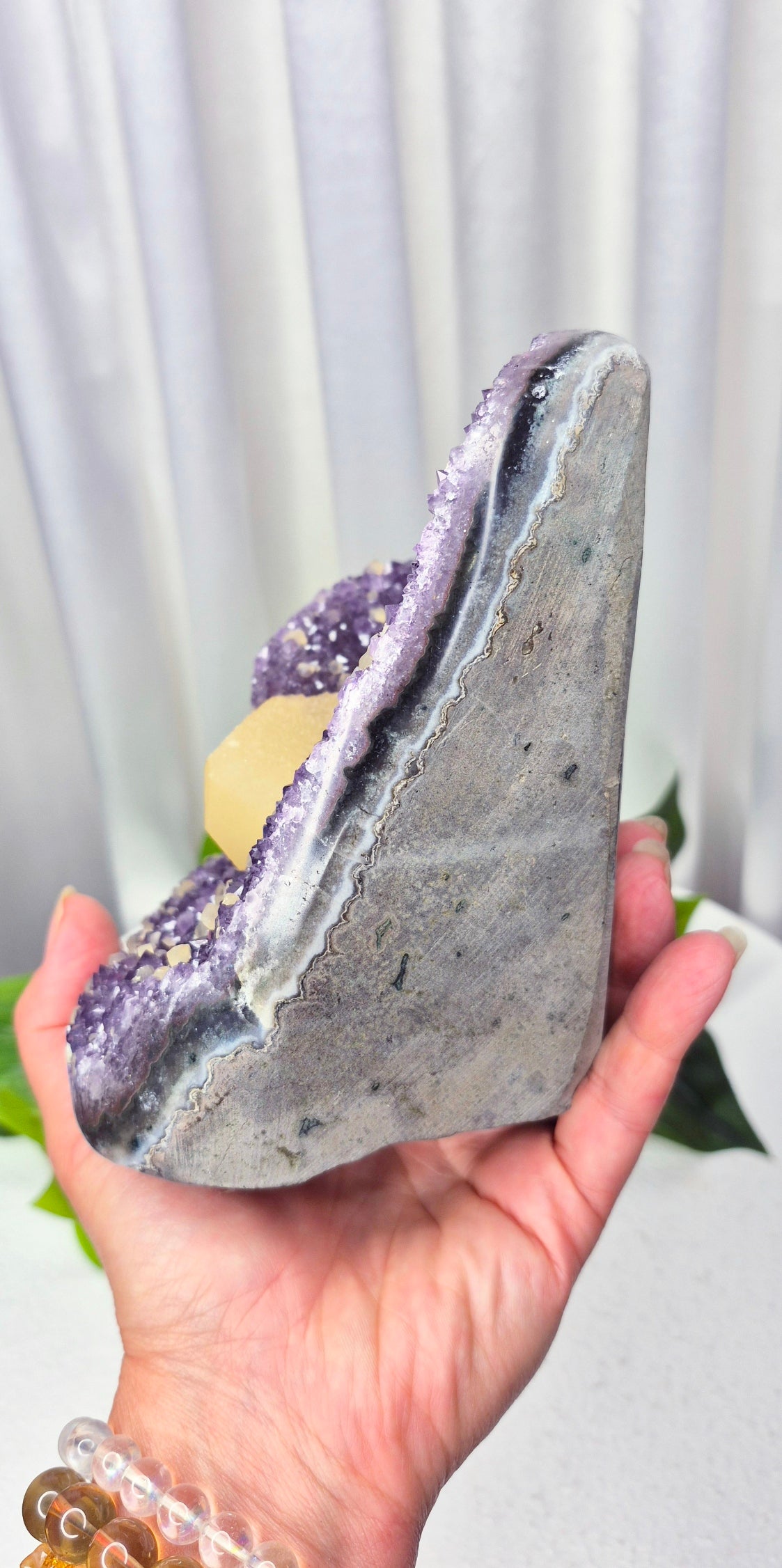 Statement A-grade Amethyst x Yellow Calcite Geode