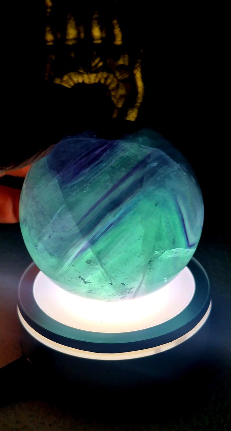 High Grade Rainbow Fluorite Sphere on Stand