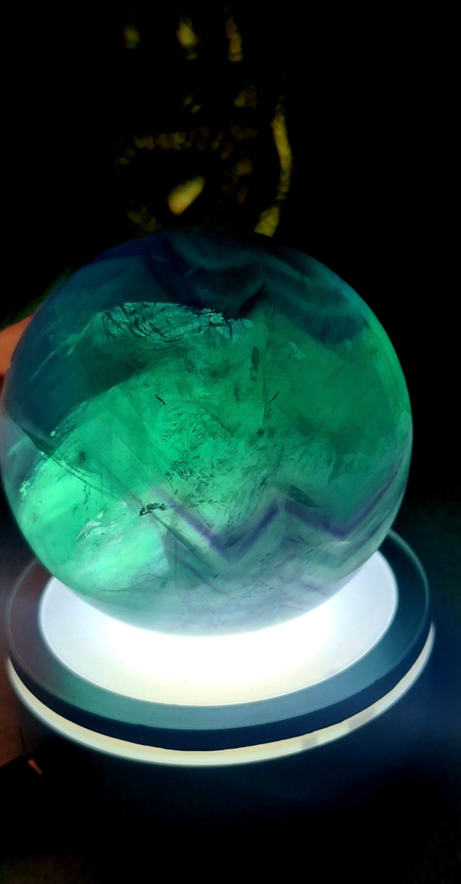 High Grade Rainbow Fluorite Sphere on Stand