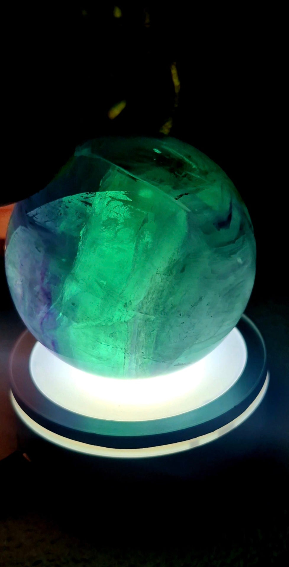 High Grade Rainbow Fluorite Sphere on Stand