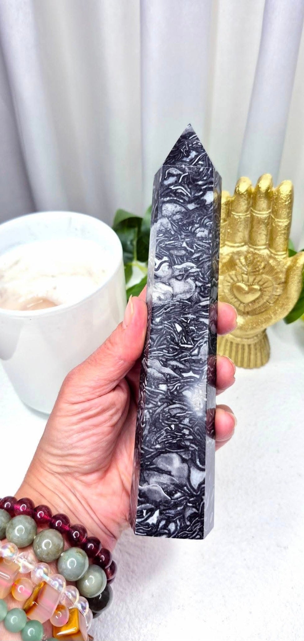 Black Crazy Lace Agate Tower